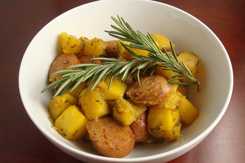 Roasted Squash and Sausage with Herbs