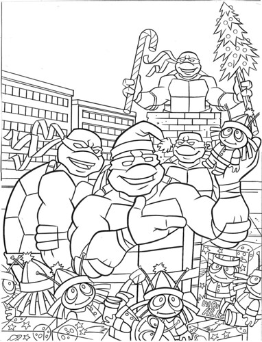 "Teenage Mutant Ninja Turtles" Holiday Coloring Book by Bendon Publishing / Coloralot Books  { Jumbo edition }  B-W cover  art by Lavigne / Brown  (( 2005 )) 