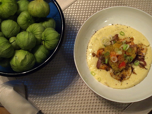 tomatillos and shrimp and grits