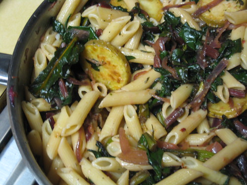 Penne with Beet Greens and Roasted Potatoes