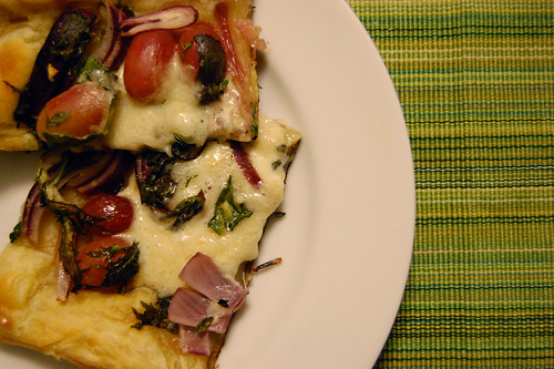 Supper Tart of Red Onions, Greens and Grapes