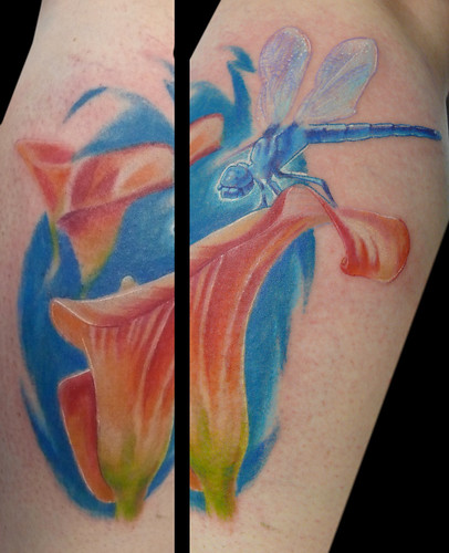 cala lily tattoo. cala lily tattoo. redish calla lily and blue; redish calla lily and blue