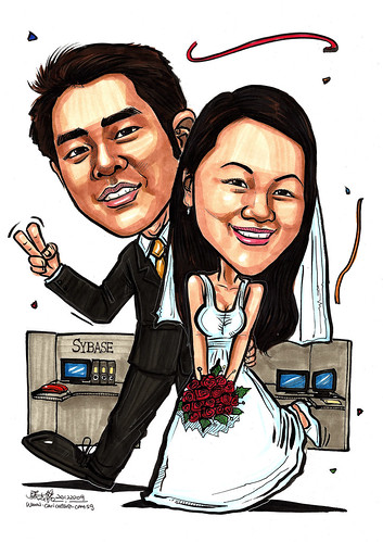 wedding couple caricatures @ Sybase office A4