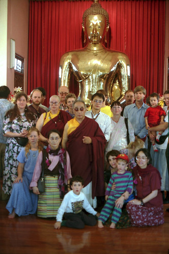 His Holiness Dagchen Rinpoche, Sakya family members, entourage, including HE Dezhung Rinpoche IV tulku, on pilgrimage, Bangkok, Thailand, 1993 by Wonderlane