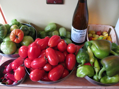 early fall harvest and a bottle of Charlies hard cider