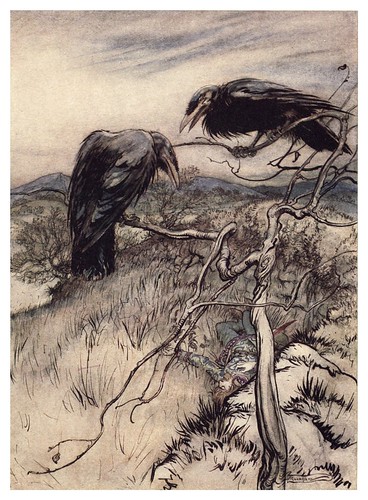 004-Los dos cuervos-Some British ballads 1919- illustrations Rackham Arthur