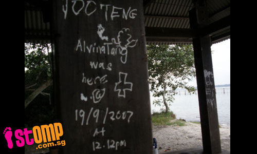 Picnickers burn hole in bench at Pulau Ubin