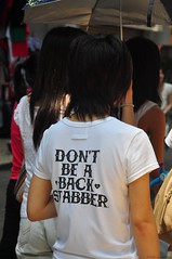 Good advice....don't be a back stabber!