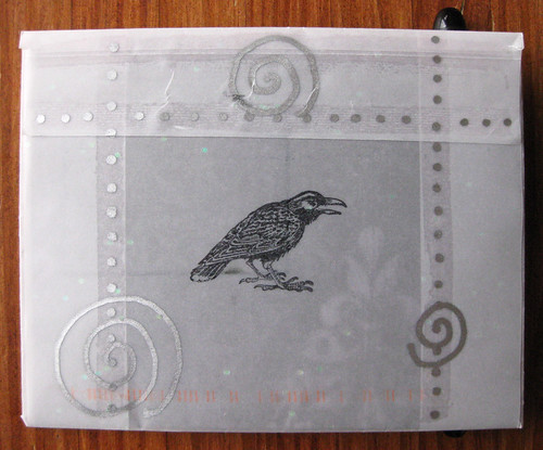 Silvery raven envelope, back