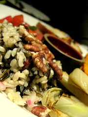 First course sampler: brown and wild rice with cherries, pluots, citrus and pecans; cranbery pear relish