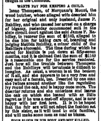 Wants Pay for Keeping a Child April 5 1885