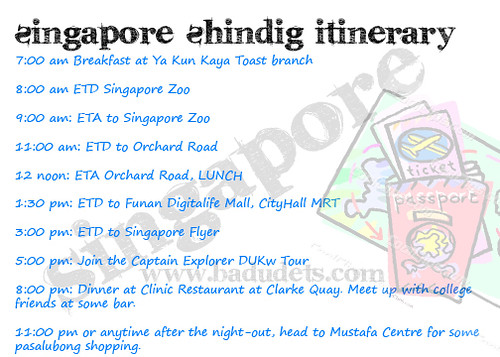 Badets Singapore Shindig 1-day itinerary