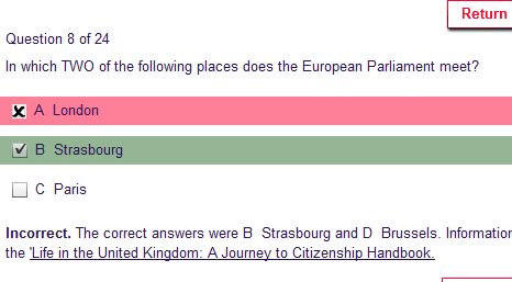 Incorrect: the correct answerss were B) Strasbourg and D) Brussels (flickr)