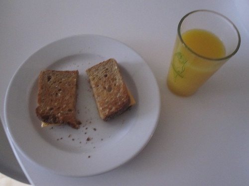 cheese sandwich and juice