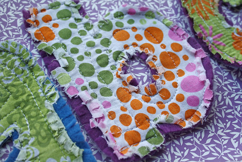 Up Close of Lowercase Rag Quilt Letter