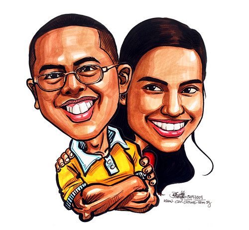 Couple caricatures in colour 130909