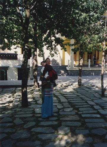 Caroline Massey, with her son Sonam Wongdu, recognized as Dezhung Rinpoche IV, Dharamsala, Himachal Pradesh, India, 1993 by Wonderlane