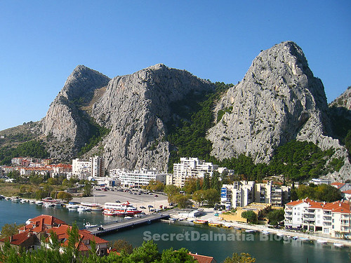 The right bank of Cetina mouth under the steep sides of Omis Dinara
