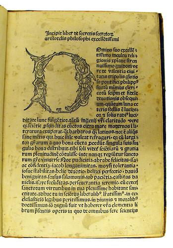 Woodcut initial in Aristoteles [pseudo-]: Secreta secretorum