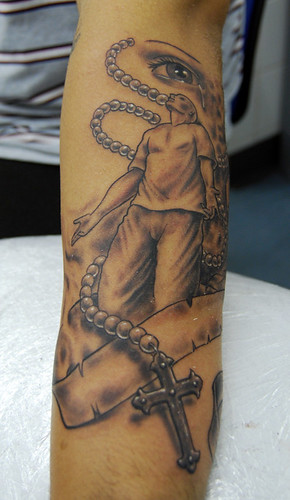 rosary beads tattoos. Cross and Beads Tattoo by The