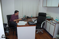 Miguel in our Avert office working