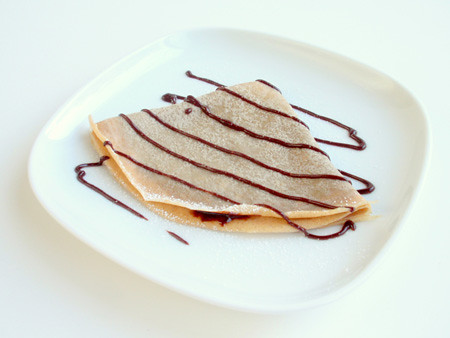 Chestnut crepes with chocolate sauce