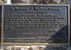 In Memory of Wallace Stegner Bench Plaque