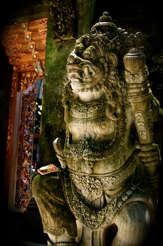 A Balinese Guardian Protects A Temple In Ubud