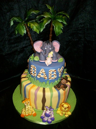 animals of rainforest baby shower. Jungle Baby Shower cake