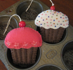 Embroidered Cupcake Ornaments