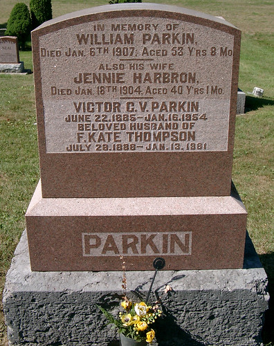 Jennie (Mary Jane) Harbron and for Victor Gilbert Vivian Parkin and his wife 