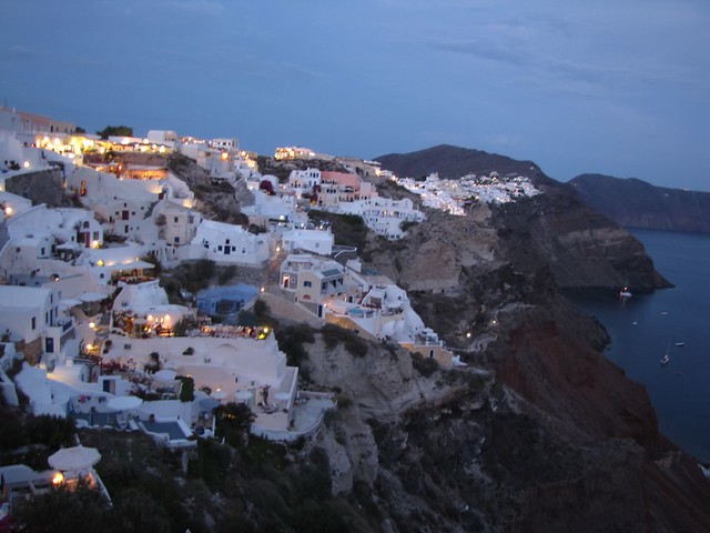 Oia, Santorini - Our patio is the grey/blue one in the foreground