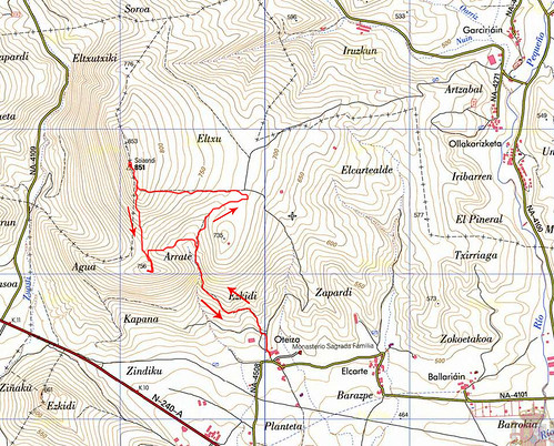 Mapa de la Ascensión al Eltxumendi (851 m.)