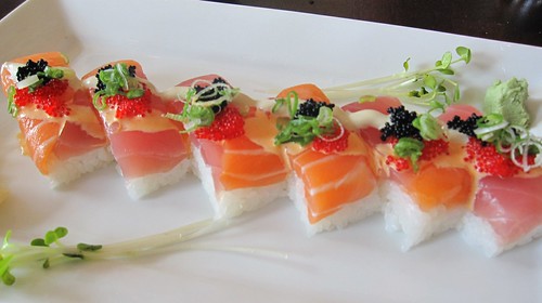 zen on ten - hakozushi (box sushi) with tuna and salmon by you.