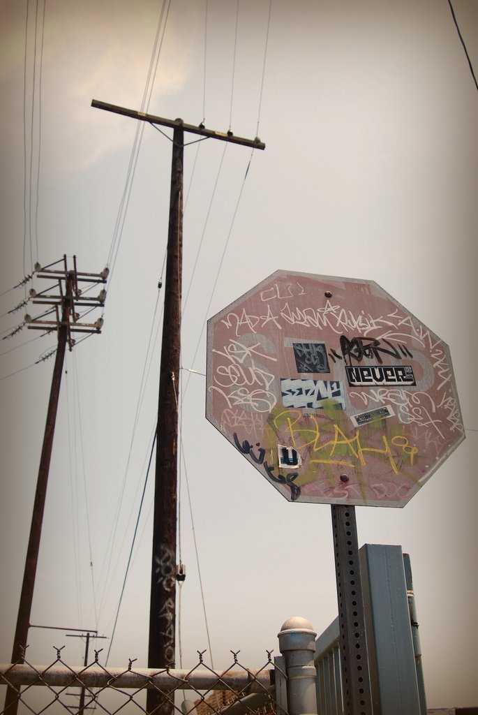 Tagged up Stop Sign in LA, California 2009.