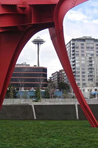 Seattle Space Needle–From Olympic Sculpture Park, Calder’s "Eagle"