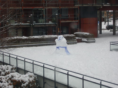 Snowman in backyard