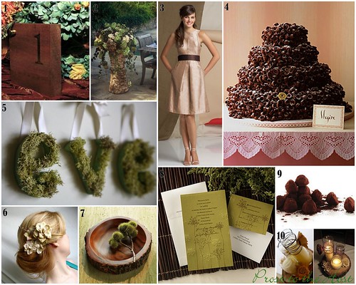 Brown and Green Wedding Centerpieces