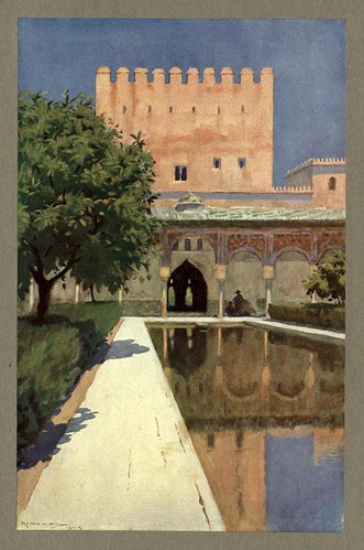 013-La Alhambra-patio de los mirtos-An artista in Spain 1914- Michael Arthur C.