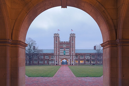 Washington University, in Saint Louis, Missouri, USA - Brookings Hall from inside of arch