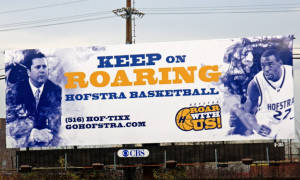 A Hofstra billboard on the L.I.E. near Woodhaven Blvd. Courtesy of Hofstra Athletic Communications.