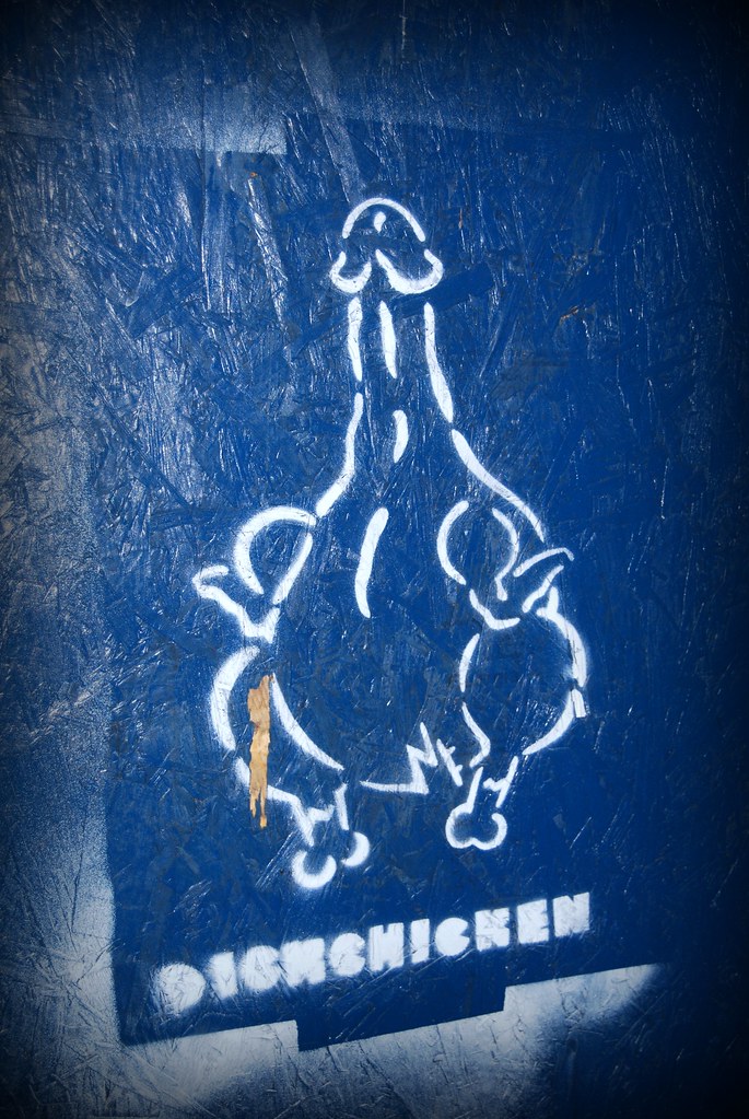 Dick Chicken Stencil Graffiti Street Art in Williamsburg Brooklyn New York.