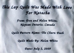 Label From Natasha's Quilt