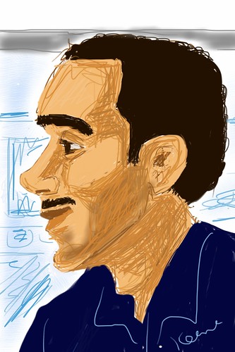 iPhone drawing - Young man on train