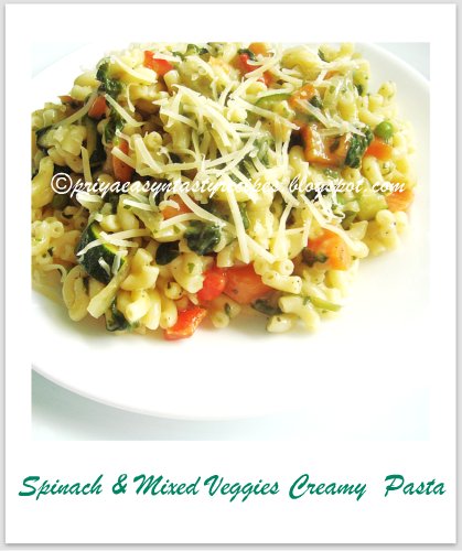 Spinach & Mixed veggies pasta