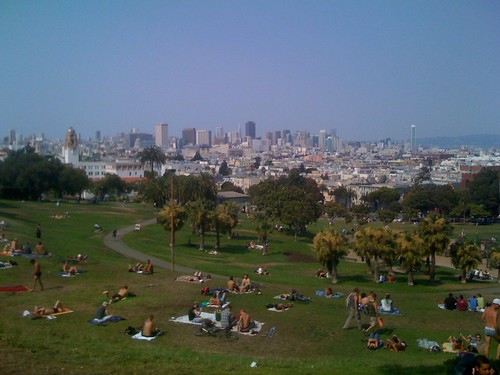 Top of Dolores Park, looking towards downtown