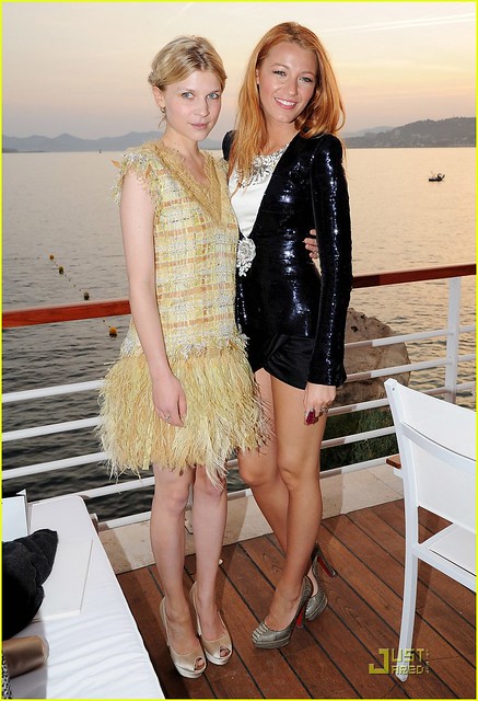 Clemence Poesy (L) and Blake Lively attend the Chanel Collection Croisiere Show 2011-12 at the Hotel du Cap on May 9, 2011 in Cap d'Antibes, France.