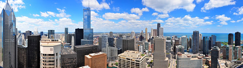 The view from a northwest corner unit on the 58th floor of Aqua, 225 N Columbus Dr, Chicago