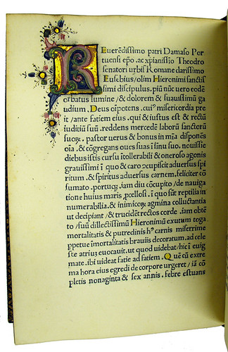 Illuminated initial from Hieronymus [pseudo-]: Aureola