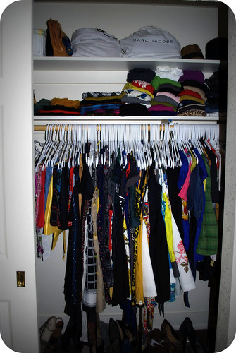half of the bedroom closet